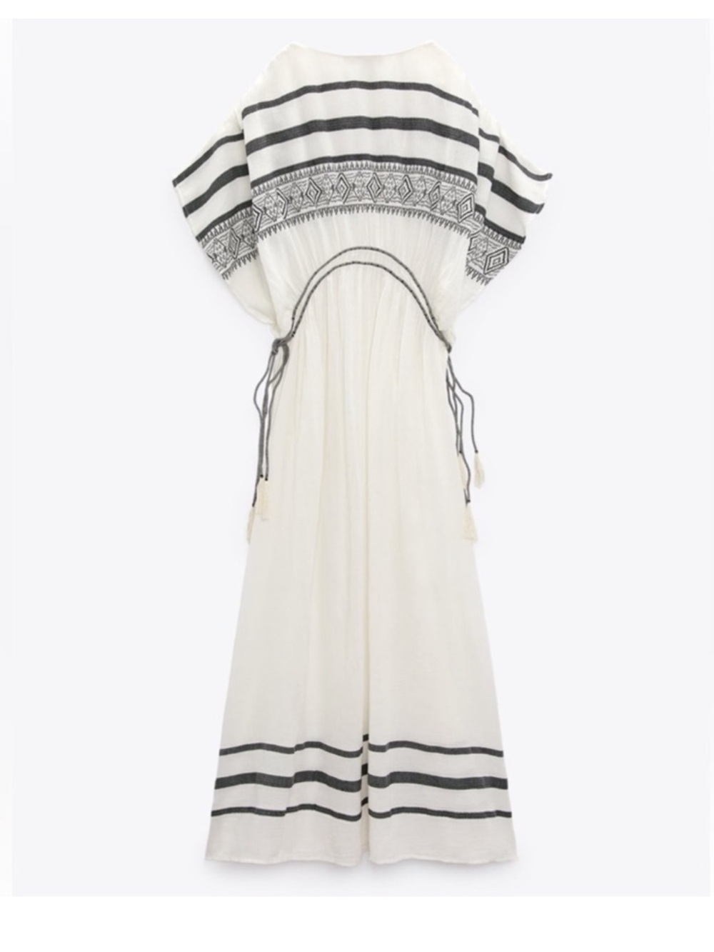 ZARA New Kaftan Maxi Beach Dress Oversized Flowing V-neck Beaded  Embellishment - Picture 5 of 11